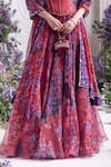 Mahima Mahajan_Red Silk Organza Beads, Safiya Embroidered Corset And Floral Printed Lehenga Set _at_Aza_Fashions