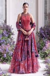 Buy_Mahima Mahajan_Red Silk Organza Beads, Safiya Embroidered Corset And Floral Printed Lehenga Set _at_Aza_Fashions