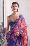 Mahima Mahajan_Blue Silk Organza Sequins, Zari Amanah Printed Pre-draped Saree With Blouse _Online_at_Aza_Fashions