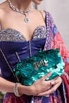 Buy_Mahima Mahajan_Blue Silk Organza Sequins, Zari Amanah Printed Pre-draped Saree With Blouse _Online_at_Aza_Fashions