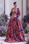 Mahima Mahajan_Red Silk Organza Embroidery, Sequins, Zari Halter Titli Pattern Lehenga Set  _at_Aza_Fashions