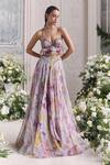 Mahima Mahajan_Lilac Silk Organza Sequins, Iman Floral Printed Ruffled Blouse And Lehenga Set _at_Aza_Fashions