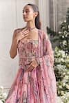 Shop_Mahima Mahajan_Pink Silk Organza Sequins, Embroidery, Zayna Floral Print Corset Lehenga Set  _Online_at_Aza_Fashions