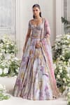 Buy_Mahima Mahajan_Lilac Silk Organza Sequins, Beads, Embroidery, Wafiya Printed Lehenga Set  _at_Aza_Fashions