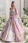 Buy_Mahima Mahajan_Lilac Silk Organza Sequins, Beads, Embroidery, Wafiya Printed Lehenga Set  