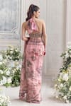 Shop_Mahima Mahajan_Pink Silk Organza Embroidery, Sequins, Itr Floral Pre-draped Saree With Blouse _at_Aza_Fashions
