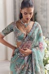 Buy_Mahima Mahajan_Green Silk Organza Sequins, Embroidery, Zari, Uzma Pre-draped Saree With Blouse _Online_at_Aza_Fashions