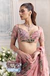 Mahima Mahajan_Pink Silk Organza Sequins, Stones, Chahat Pre-draped Saree With Blouse _Online_at_Aza_Fashions