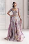 Buy_Mahima Mahajan_Lilac Silk Organza Embroidery, Sequins, Zari Sabah Floral Printed Lehenga Set _at_Aza_Fashions