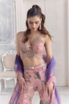 Shop_Mahima Mahajan_Pink Silk Organza Sequins, Beads, Metallic Viara Floral Blouse And Sharara Set _Online_at_Aza_Fashions