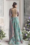 Shop_Mahima Mahajan_Green Silk Organza Embroidery, Sequins, Zari, Ayat Floral Printed Lehenga Set  _at_Aza_Fashions