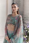 Buy_Mahima Mahajan_Green Silk Organza Embroidery, Sequins, Zari, Ayat Floral Printed Lehenga Set  _Online_at_Aza_Fashions