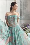 Buy_Mahima Mahajan_Green Silk Organza Foil Printing, Embroidery, Camila Floral Corset Lehenga Set _Online_at_Aza_Fashions