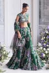 Mahima Mahajan_Green Silk Organza Sequins, Mirrors, Nora Floral Blouse And Sharara Set _at_Aza_Fashions