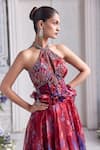 Mahima Mahajan_Red Silk Organza Beads, Sequins, Embroidery, Elsa Printed Corset Lehenga Set _Online_at_Aza_Fashions