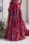 Shop_Mahima Mahajan_Red Silk Organza Beads, Sequins, Embroidery, Elsa Printed Corset Lehenga Set _Online_at_Aza_Fashions