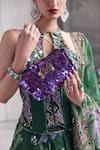 Mahima Mahajan_Green Silk Organza Sequins, Embroidery Halter Neck, Zuha Printed Lehenga Set  _Online_at_Aza_Fashions