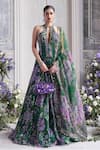 Buy_Mahima Mahajan_Green Silk Organza Sequins, Embroidery Halter Neck, Zuha Printed Lehenga Set  _at_Aza_Fashions