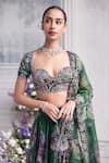 Mahima Mahajan_Green Silk Organza Sequins, Embroidery, Beads Resha Printed Lehenga Set _Online_at_Aza_Fashions