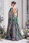 Shop_Mahima Mahajan_Green Silk Organza Sequins, Embroidery, Beads Resha Printed Lehenga Set _at_Aza_Fashions