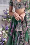 Buy_Mahima Mahajan_Green Silk Organza Sequins, Embroidery, Beads Resha Printed Lehenga Set 