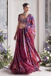 Shop_Mahima Mahajan_Red Silk Organza Embroidery, Sequins, Stones, Shasha Floral Printed Lehenga Set  _Online_at_Aza_Fashions