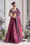 Mahima Mahajan_Red Silk Organza Embroidery, Sequins, Stones, Shasha Floral Printed Lehenga Set  _at_Aza_Fashions