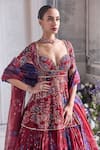 Shop_Mahima Mahajan_Red Silk Organza Sequins, Embroidery, Zari Selina Peplum Kurta And Lehenga Set _Online_at_Aza_Fashions
