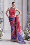 Shop_Mahima Mahajan_Red Silk Organza Sequins, Beads, Embroidery, Farisha Corset And Printed Saree Set _Online_at_Aza_Fashions