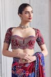 Mahima Mahajan_Red Georgette Embroidery, Samar Floral Print Pre-draped Saree With Blouse _Online_at_Aza_Fashions