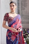 Shop_Mahima Mahajan_Red Georgette Embroidery, Samar Floral Print Pre-draped Saree With Blouse _Online_at_Aza_Fashions