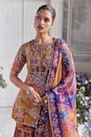 Buy_Mahima Mahajan_Mustard Silk Organza Embroidery, Sequins Raesha Floral Kurta And Sharara Set _Online_at_Aza_Fashions