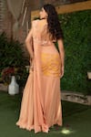 Shop_Nidhi Kejriwal_Peach Georgette Pearls, Beads, Sequins Embroidered Pre-draped Saree With Blouse _at_Aza_Fashions