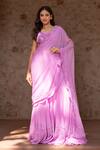 Buy_Nidhi Kejriwal_Purple Chiffon Pearls, Sequins, Chandelier Embellished Drape Saree And Blouse _at_Aza_Fashions