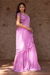 Buy_Nidhi Kejriwal_Purple Chiffon Pearls, Sequins, Chandelier Embellished Drape Saree And Blouse _Online_at_Aza_Fashions