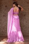 Shop_Nidhi Kejriwal_Purple Chiffon Pearls, Sequins, Chandelier Embellished Drape Saree And Blouse _at_Aza_Fashions