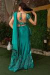 Shop Nidhi Kejriwal Emerald Green Silk Embroidery, Sequins, Beads, Pre-draped Saree And Blouse Set at Aza Fashions Shop_Nidhi Kejriwal_Emerald Green Silk Embroidery, Sequins, Beads, Pre-draped Saree And Blouse Set _at_Aza_Fashions