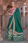 Buy_Nidhi Kejriwal_Green Tissue, Brocade Zari, Metallic Thread, And Lehenga Saree With Blouse _at_Aza_Fashions