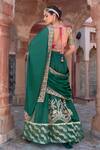 Shop_Nidhi Kejriwal_Green Tissue, Brocade Zari, Metallic Thread, And Lehenga Saree With Blouse _at_Aza_Fashions