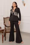 Buy Nidhi Kejriwal Black Crepe, Jacquard Peplum Coat And Flared Pant Set at Aza Fashions Buy_Nidhi Kejriwal_Black Crepe, Jacquard Peplum Coat And Flared Pant Set _at_Aza_Fashions