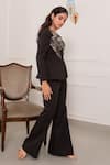 Nidhi Kejriwal Black Crepe, Jacquard Peplum Coat And Flared Pant Set Online at Aza Fashions Nidhi Kejriwal_Black Crepe, Jacquard Peplum Coat And Flared Pant Set _Online_at_Aza_Fashions