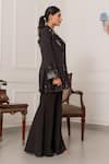 Nidhi Kejriwal_Black Sequins, Mirrors Sweetheart Neck Work Coat And Palazzo Set _Online_at_Aza_Fashions