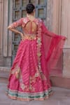 Shop_Nidhi Kejriwal_Pink Georgette, Silk, Organza Embroidery, Chanderi Floral Thread And Lehenga Set _at_Aza_Fashions