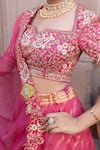 Buy_Nidhi Kejriwal_Pink Georgette, Silk, Organza Embroidery, Chanderi Floral Thread And Lehenga Set _Online_at_Aza_Fashions