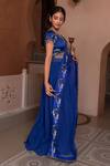 Nidhi Kejriwal_Blue Tissue, Satin, Organza Sequins, Beads, Embroidered Blouse And Lehenga Set _Online_at_Aza_Fashions
