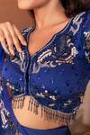 Shop_Nidhi Kejriwal_Blue Tissue, Satin, Organza Sequins, Beads, Embroidered Blouse And Lehenga Set _Online_at_Aza_Fashions