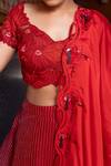 Nidhi Kejriwal_Maroon Organza, Chiffon Sequins, Beads, Embroidery Cutwork Blouse Lehenga Set _Online_at_Aza_Fashions
