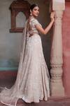 Shop_Nidhi Kejriwal_Ivory Organza, Tissue, Net Sequins, Pearls, Crystals, Handwork Lehenga Set  _Online_at_Aza_Fashions