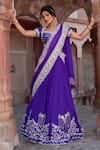 Buy_Nidhi Kejriwal_Purple Silk, Organza Zari, Sequins, Pearls, Handwork And Sequence Lehenga Set _at_Aza_Fashions