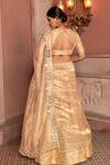 Shop_Nidhi Kejriwal_Gold Tissue, Chanderi Sequins, Pearls, Embellished Lehenga Blouse And Dupatta Set _at_Aza_Fashions